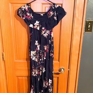 Long over the shoulder floral dress